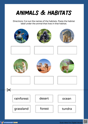 Cut and Paste Animals and Habitats Activity 