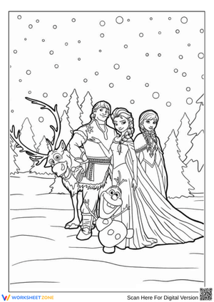 Winter Group Portrait – Frozen Coloring Page