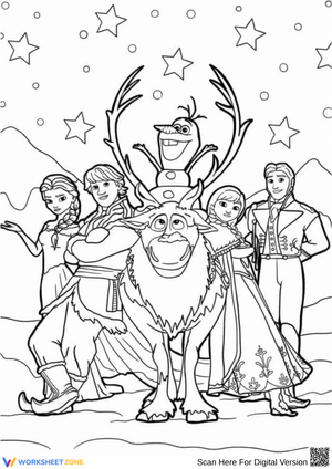 Frozen Full Cast Coloring Page