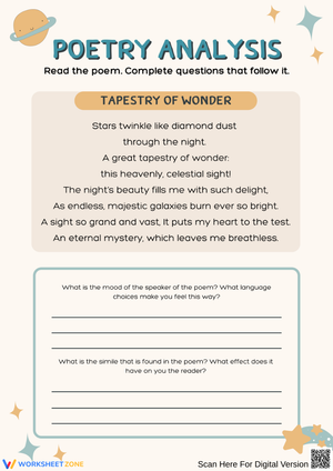 Poetry Analysis Worksheet: Tapestry of Wonder