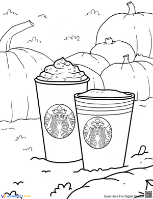 Pumpkin Patch Starbucks Drinks Coloring Page