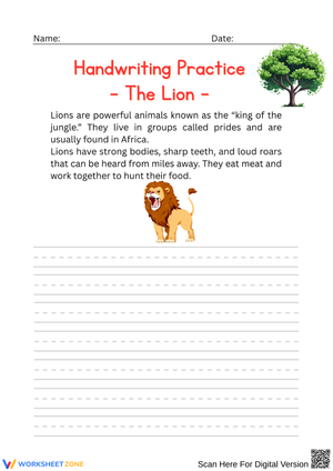 Handwriting Practice: The Lion