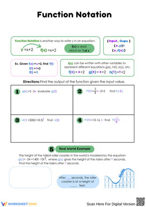 Function Notation Practice Worksheet
