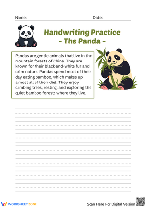 Panda Handwriting Practice Worksheet