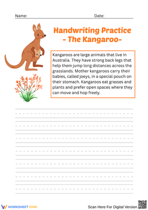 Handwriting Practice: The Kangaroo