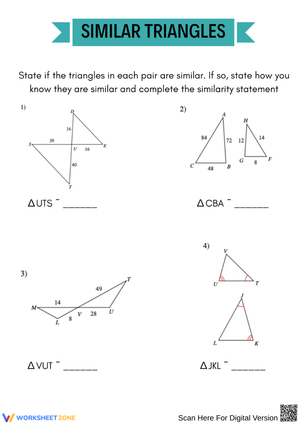 Similar Triangles Identification & Proof Worksheet