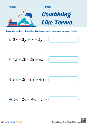 Combining Like Terms – Multi Variable Practice