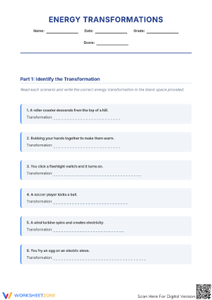 Energy Transformations Worksheet