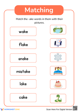 AKE Word Family Matching Worksheet