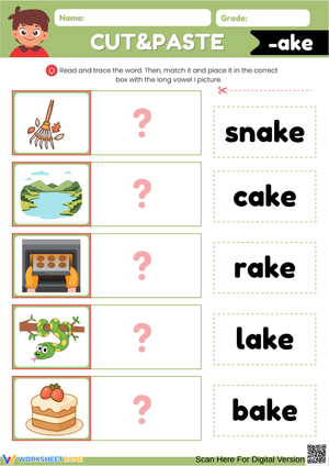 Cut and Paste AKE Word Family Worksheet