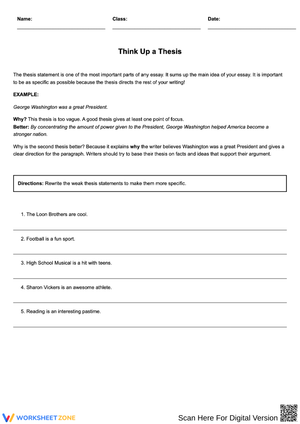 Think Up a Thesis – Rewrite Weak Thesis Statements