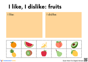 I Like, I Dislike Fruits Cut-and-Paste Worksheet