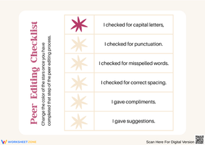 Peer Editing Checklist for Writing Review
