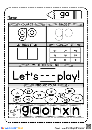 Sight Word Go Activity Worksheet