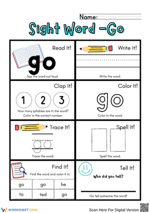 Sight Word Go Practice for Kids