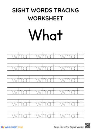 Sight Word What Tracing for Kids