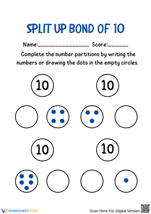 Split Up Bond of 10 Worksheet
