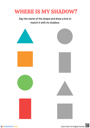 Where Is My Shadow? Shape Shadow Matching Worksheet