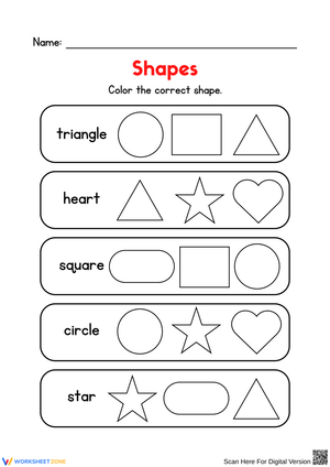 Identify the Shape – Color the Correct Shape