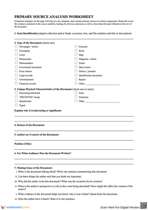 Primary Source Analysis Worksheet
