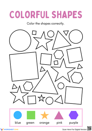 Colorful Shapes Coloring Worksheet