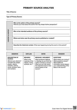 Primary Source Analysis Worksheet