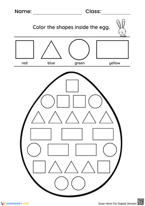 Color the Shapes Inside the Egg Worksheet