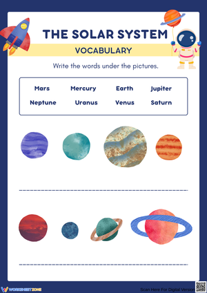 Solar System Vocabulary Labeling Worksheet