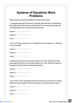 Systems of Equations Word Problems