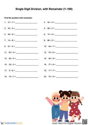 Single-Digit Division With Remainders