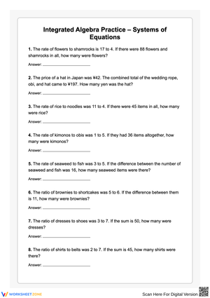Systems of Equations – Word Problems