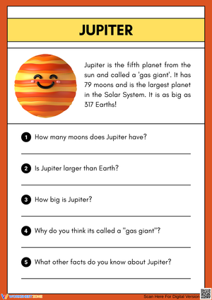 Jupiter Mini Reading & Questions Worksheet