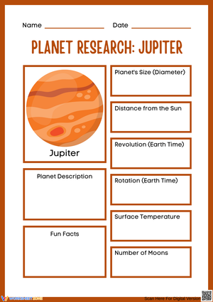 Planet Research: Jupiter Worksheet