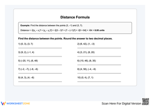 Distance Formula Worksheet