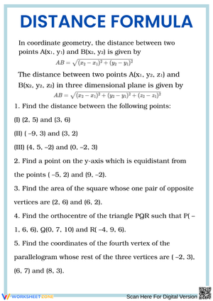 Distance Formula Practice Worksheet
