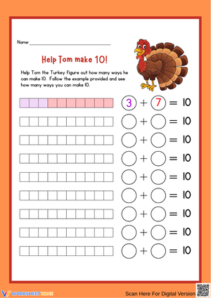 Make 10 Turkey Worksheet