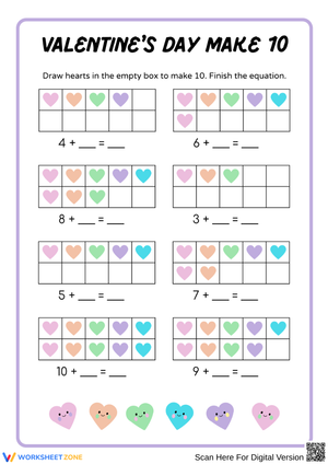 Valentine’s Day Make 10 Worksheet