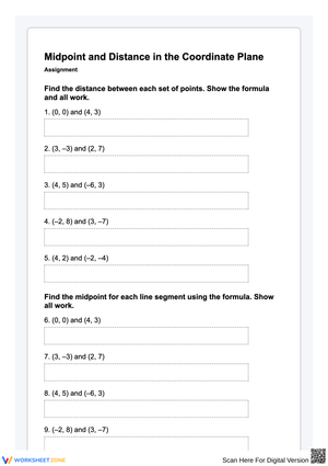 Midpoint and Distance in the Coordinate Plane – Assignment
