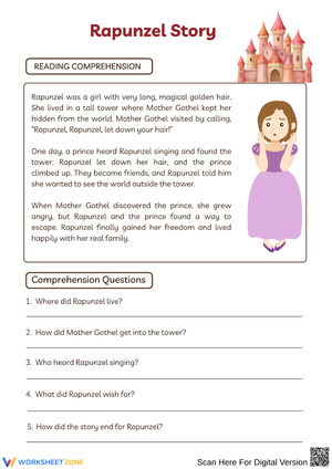 Rapunzel Reading Comprehension Worksheet