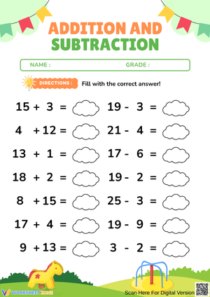 Addition and Subtraction Practice Worksheet