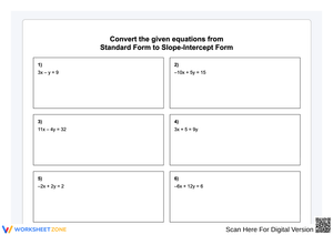Standard Form to Slope-Intercept Form Worksheet