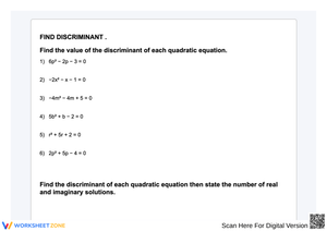 Discriminant Worksheet