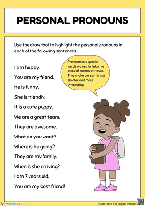 Personal Pronouns Highlighting Worksheet