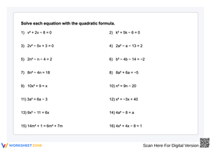 Quadratic Formula Practice