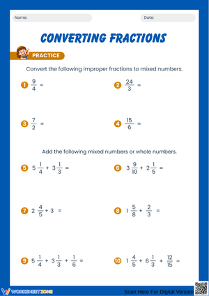 Converting Fractions Practice Worksheet