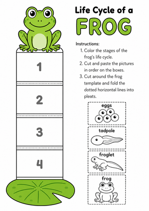 Frog Life Cycle Standing Craft Worksheet
