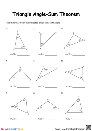 Triangle Angle-Sum Theorem Practice Worksheet