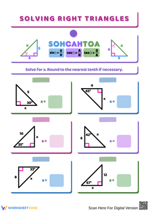 Solving Right Triangles with SOHCAHTOA Practice
