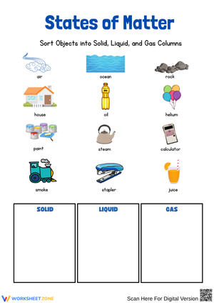 States of Matter: Sort Objects into Solid, Liquid, and Gas