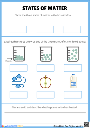 States of Matter Identification and Classification Worksheet